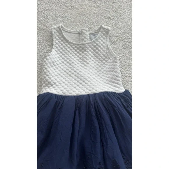 Girl's Blue & White Tulle Dress Fancy Bow Formal Size 5 Sleeveless Flower Party - Picture 3 of 13